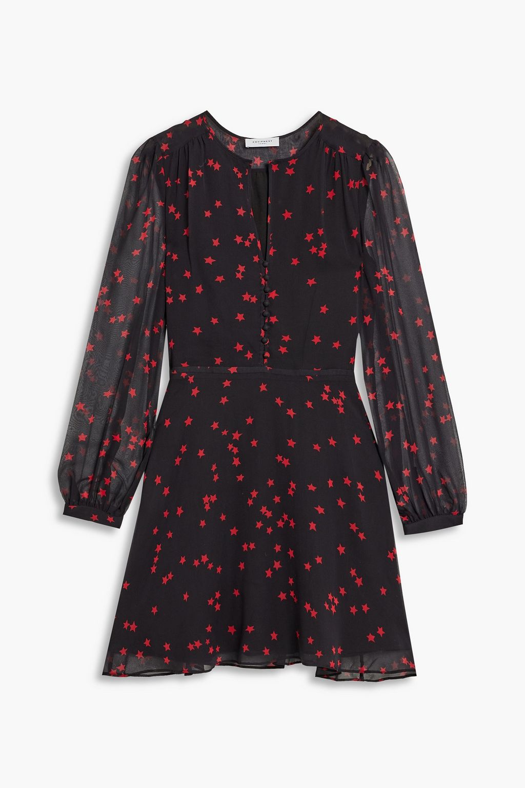 EQUIPMENT gathered printed silkchiffon mini dress THE