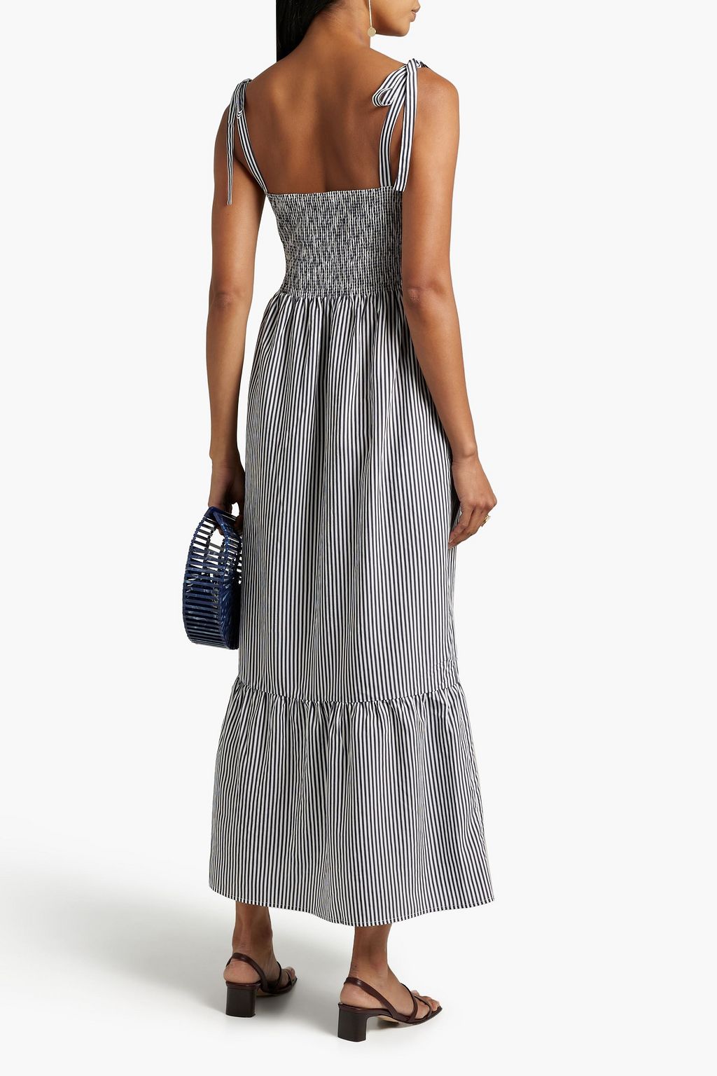 CHINTI & PARKER Smocked striped Lyocell-blend poplin maxi dress