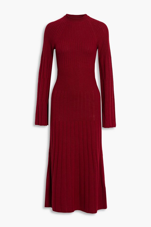 Hazelton ribbed wool midi dress