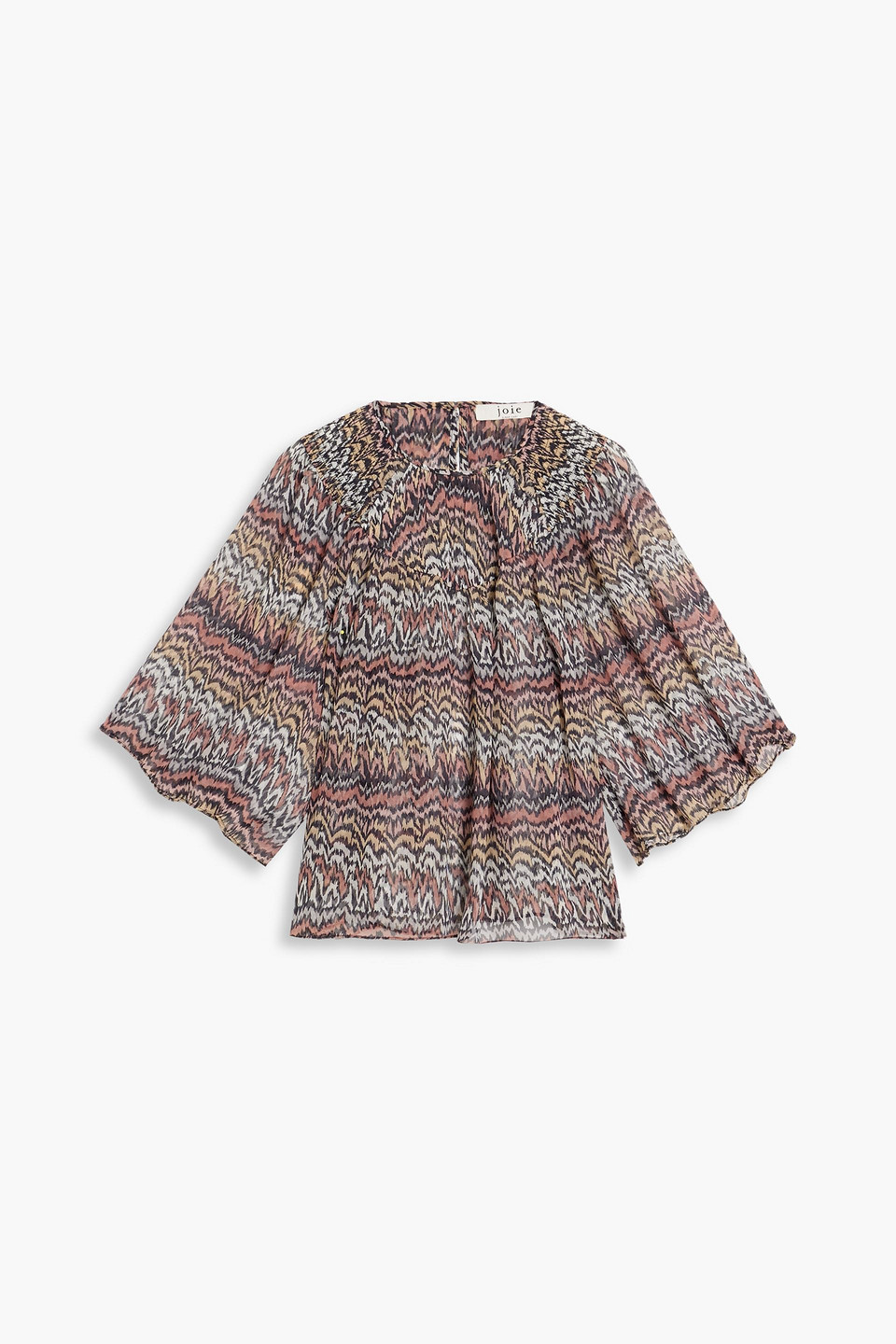 Joie Rosalind Shirred Printed Silk-georgette Blouse In Multicolor