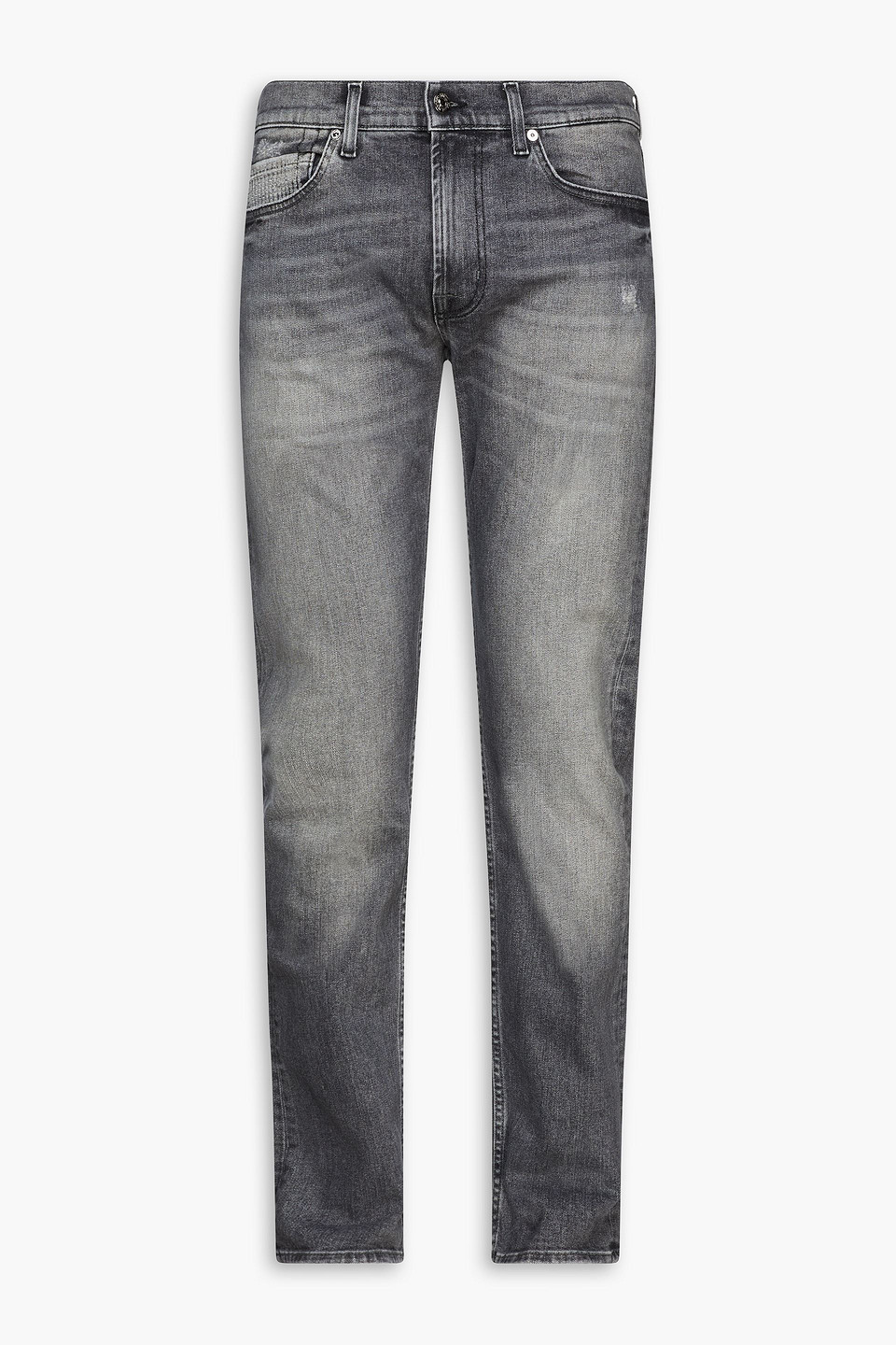 7 For All Mankind Kayden Slim-fit Faded Whiskered Denim Jeans In Black