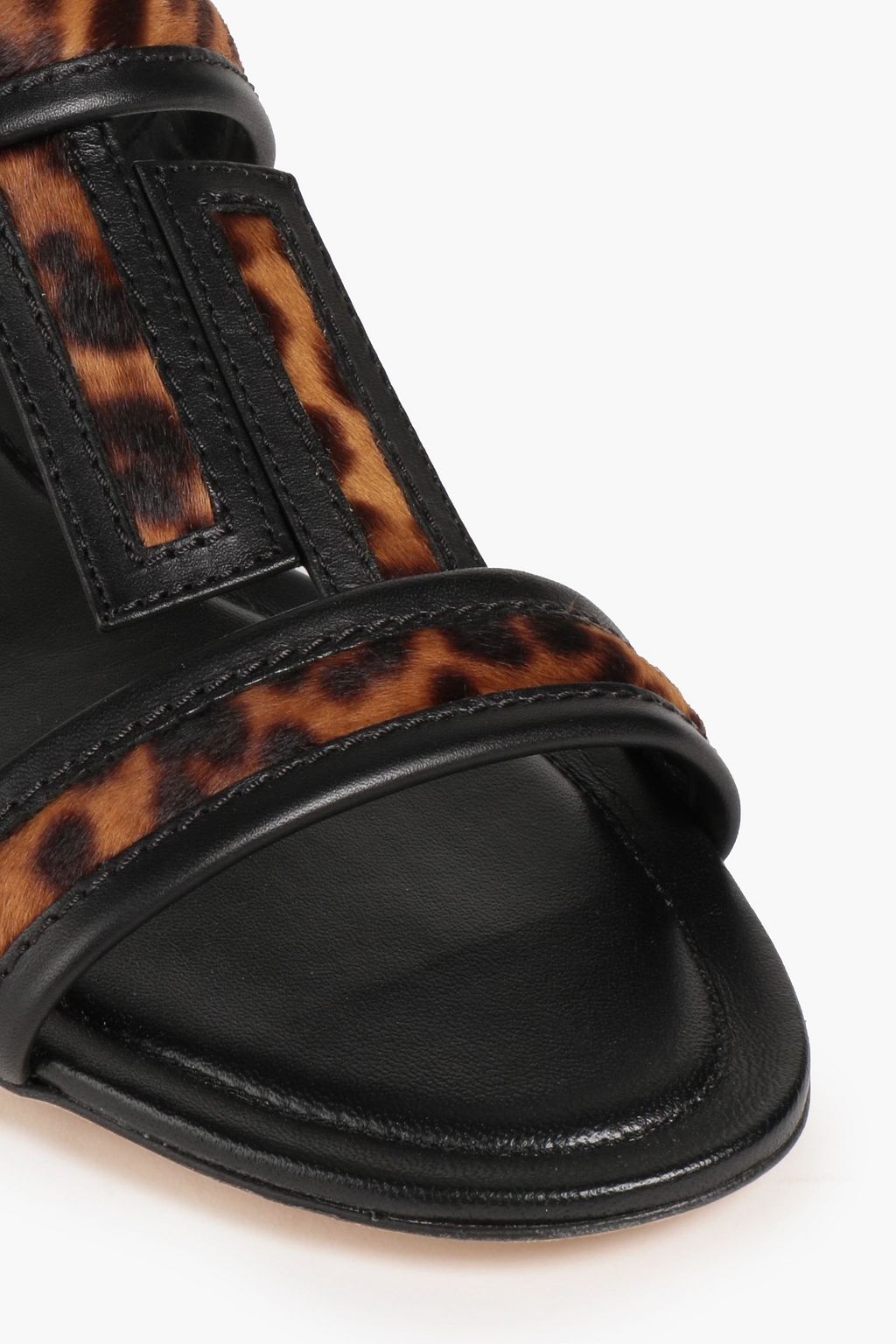 TOD'S Leopard-print leather and calf hair sandals