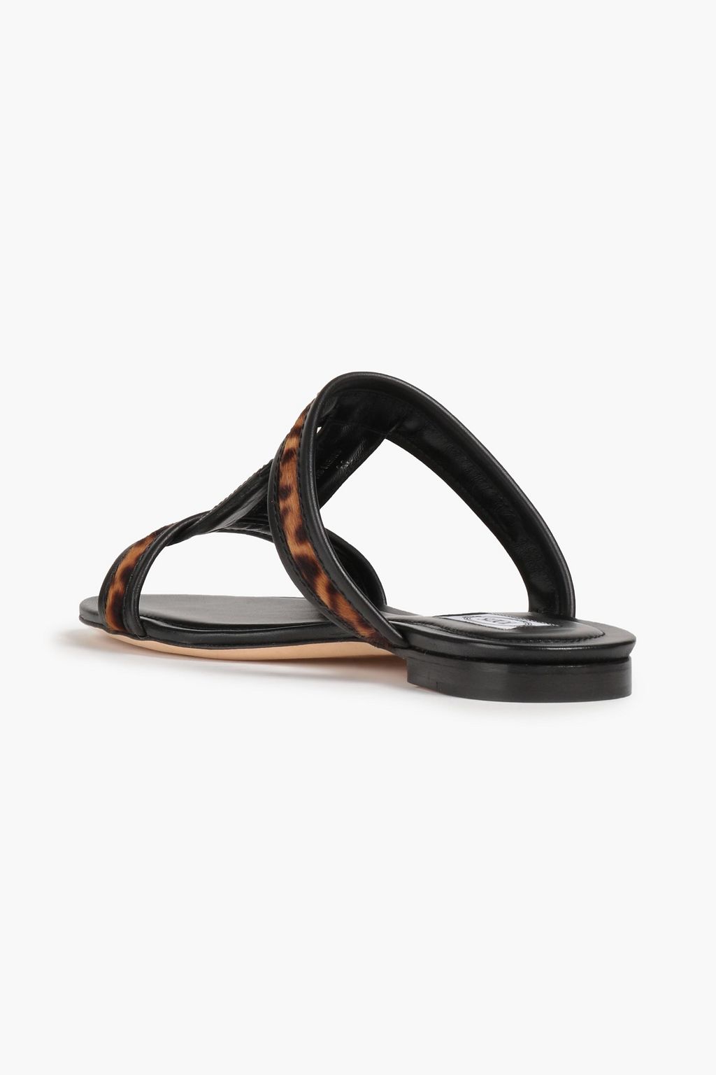 TOD'S Leopard-print leather and calf hair sandals