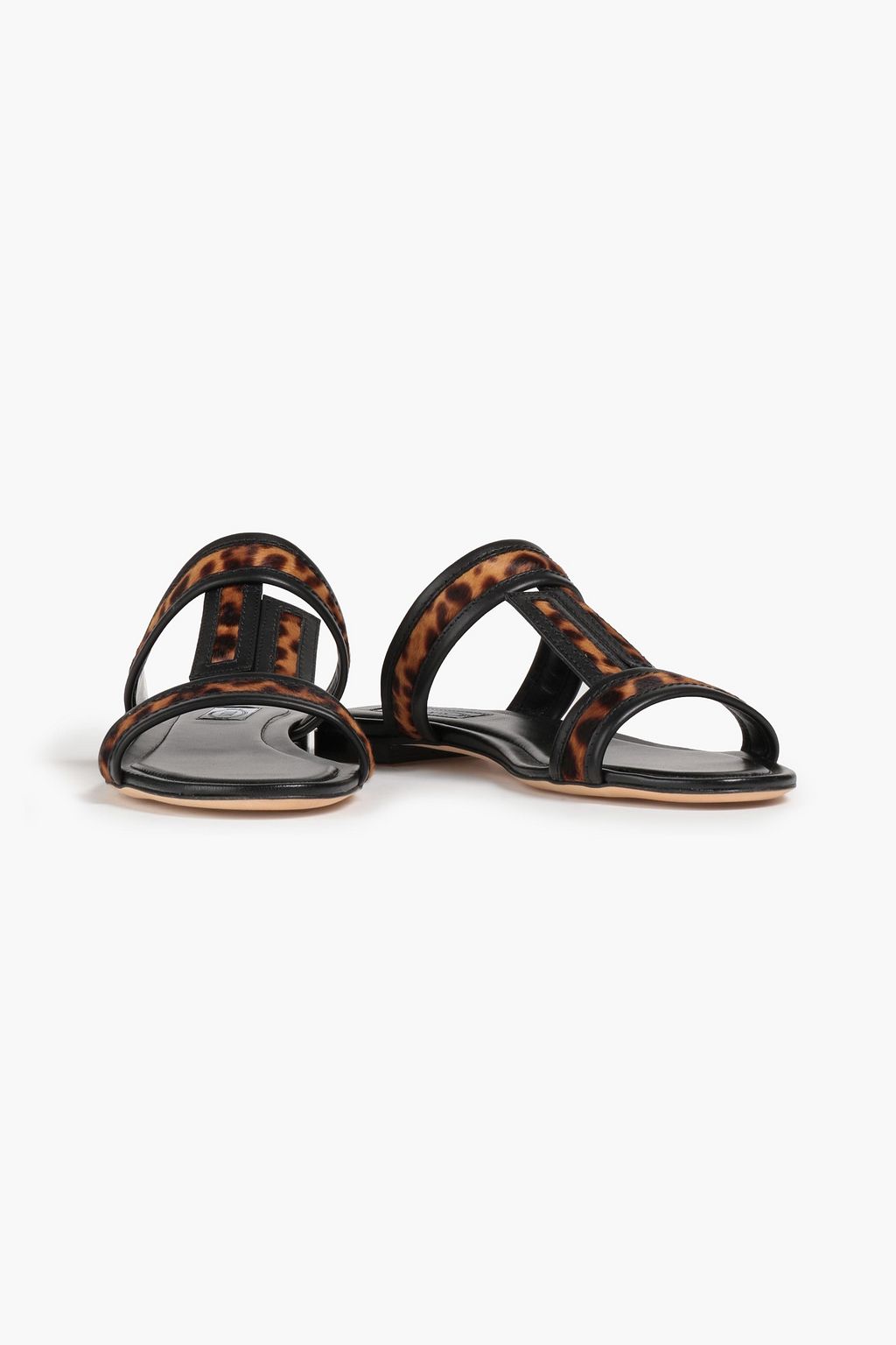 TOD'S Leopard-print leather and calf hair sandals