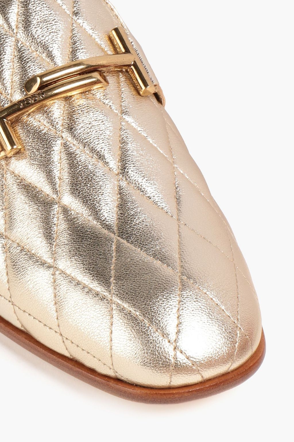 TOD'S Double T quilted metallic leather loafers