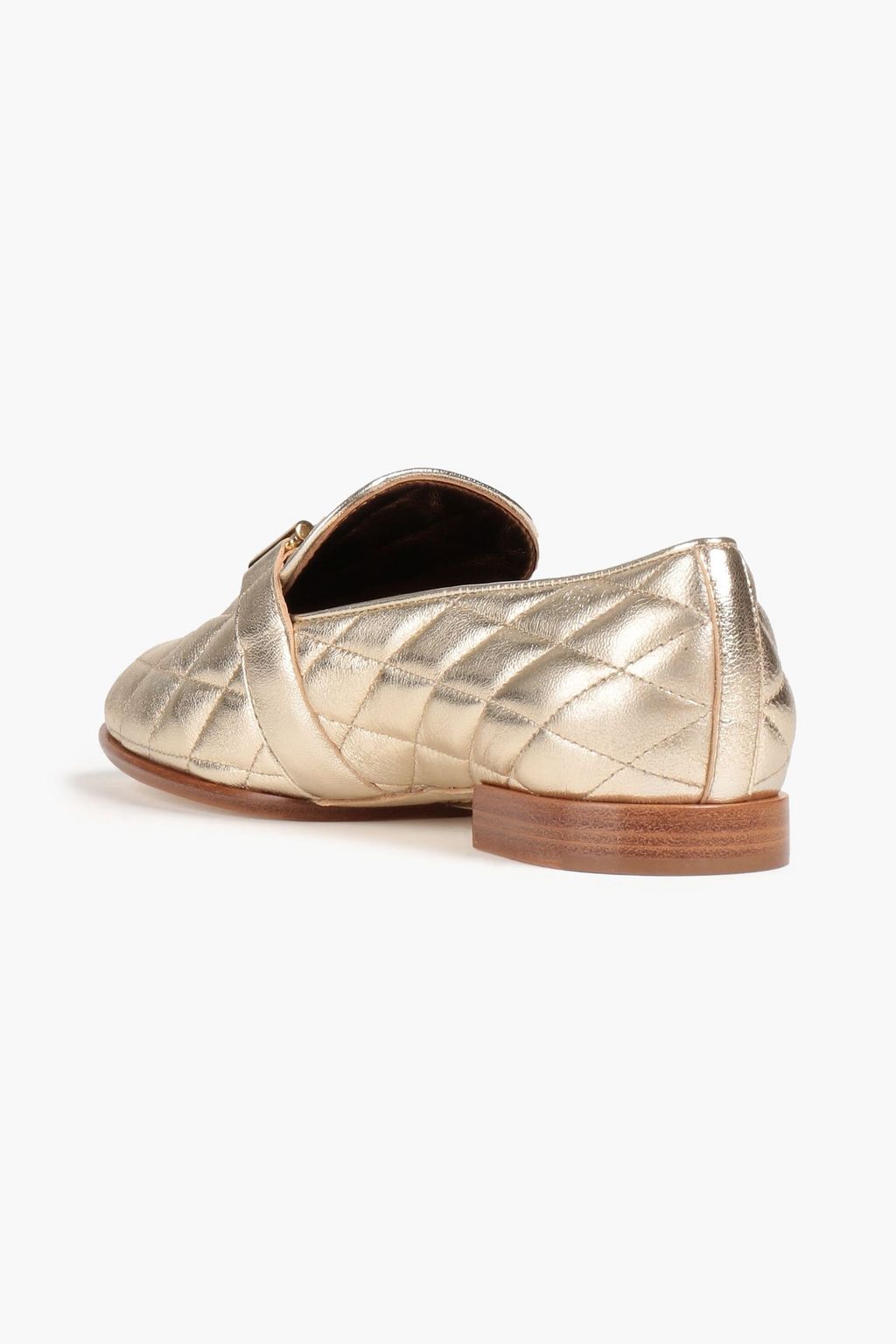 TOD'S Double T quilted metallic leather loafers