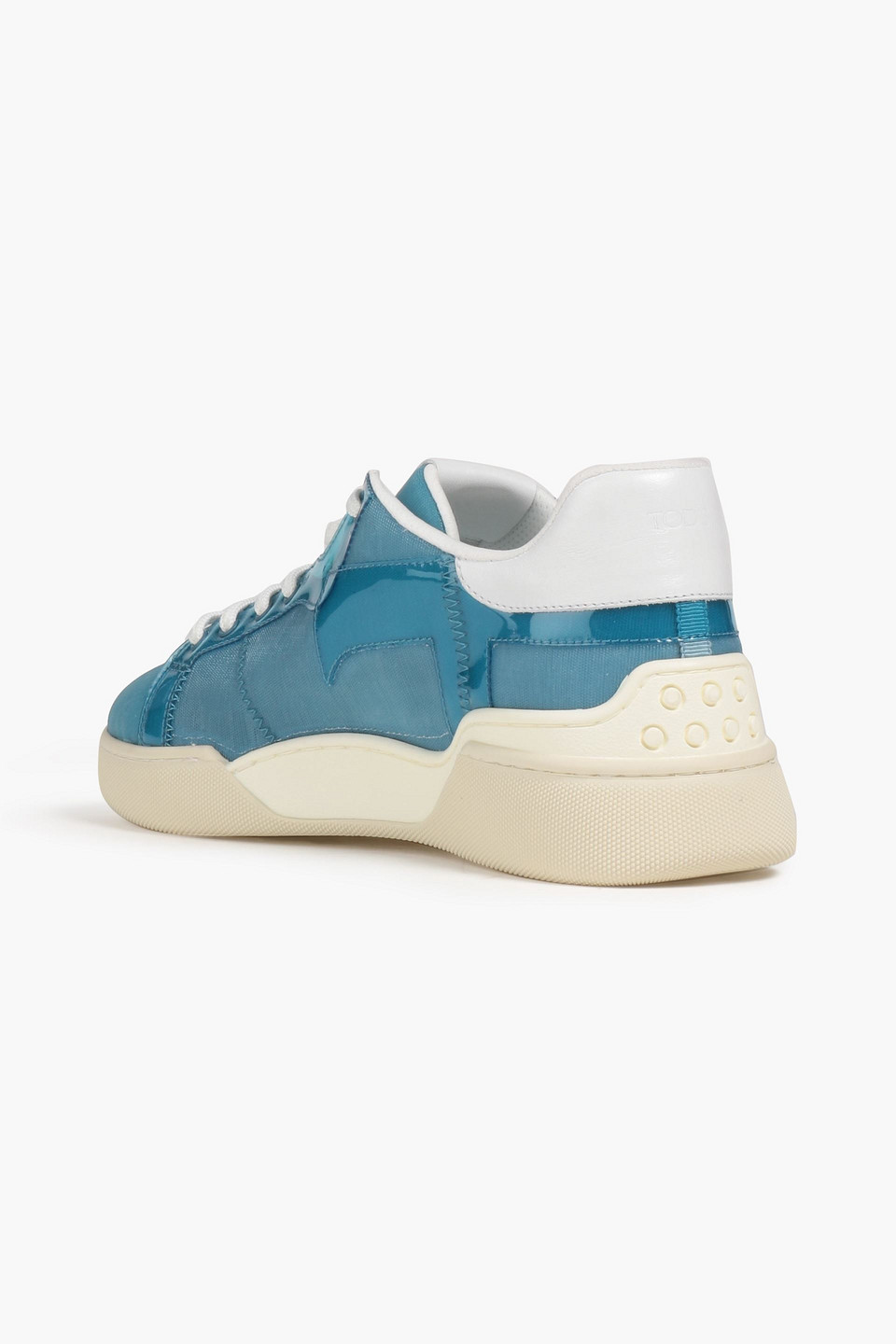 Shop Tod's Pvc And Leather-trimmed Mesh Sneakers In Teal