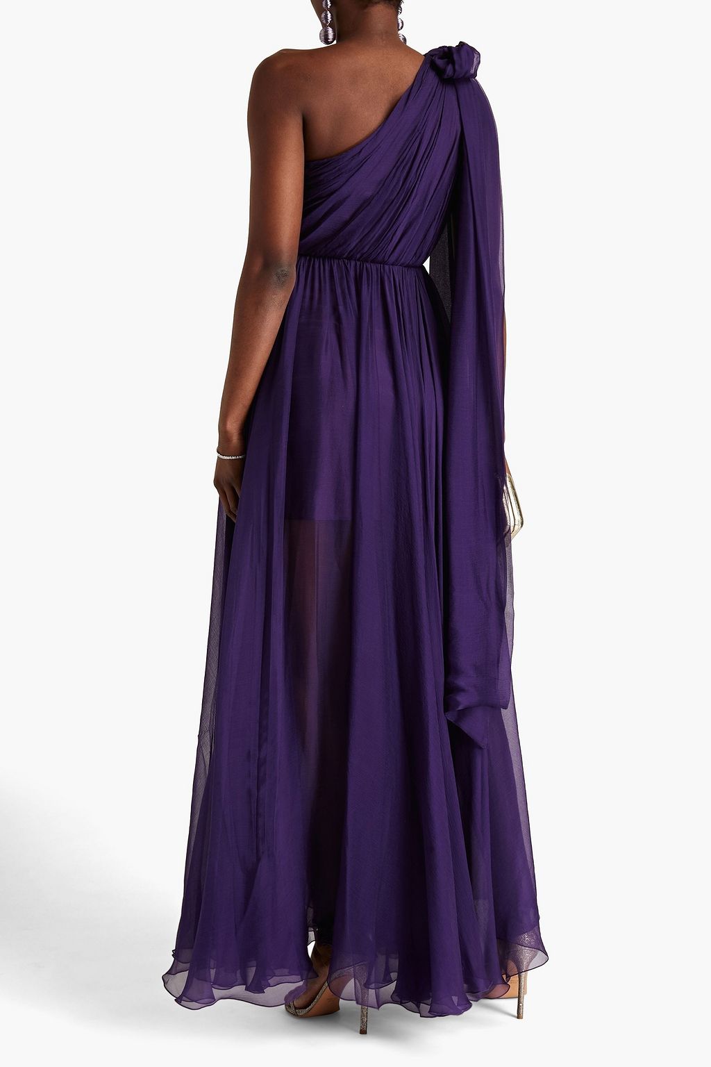 MARIA LUCIA HOHAN One-shoulder silk-crepon maxi dress