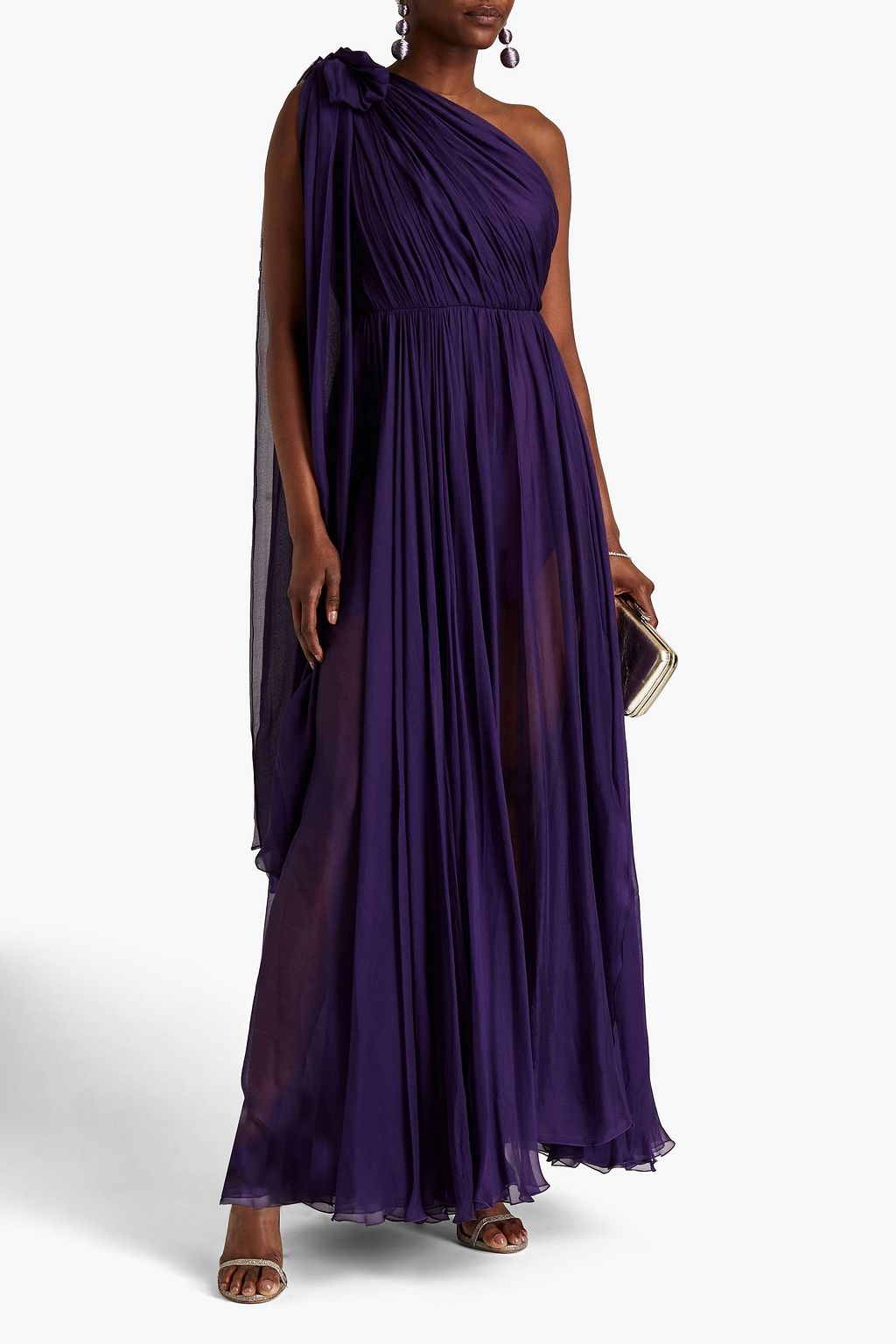 MARIA LUCIA HOHAN One-shoulder silk-crepon maxi dress