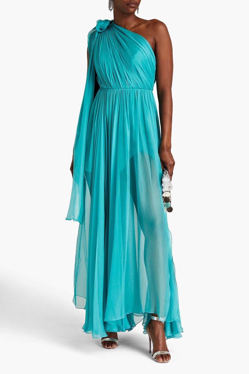 MARIA LUCIA HOHAN One-shoulder silk-crepon maxi dress