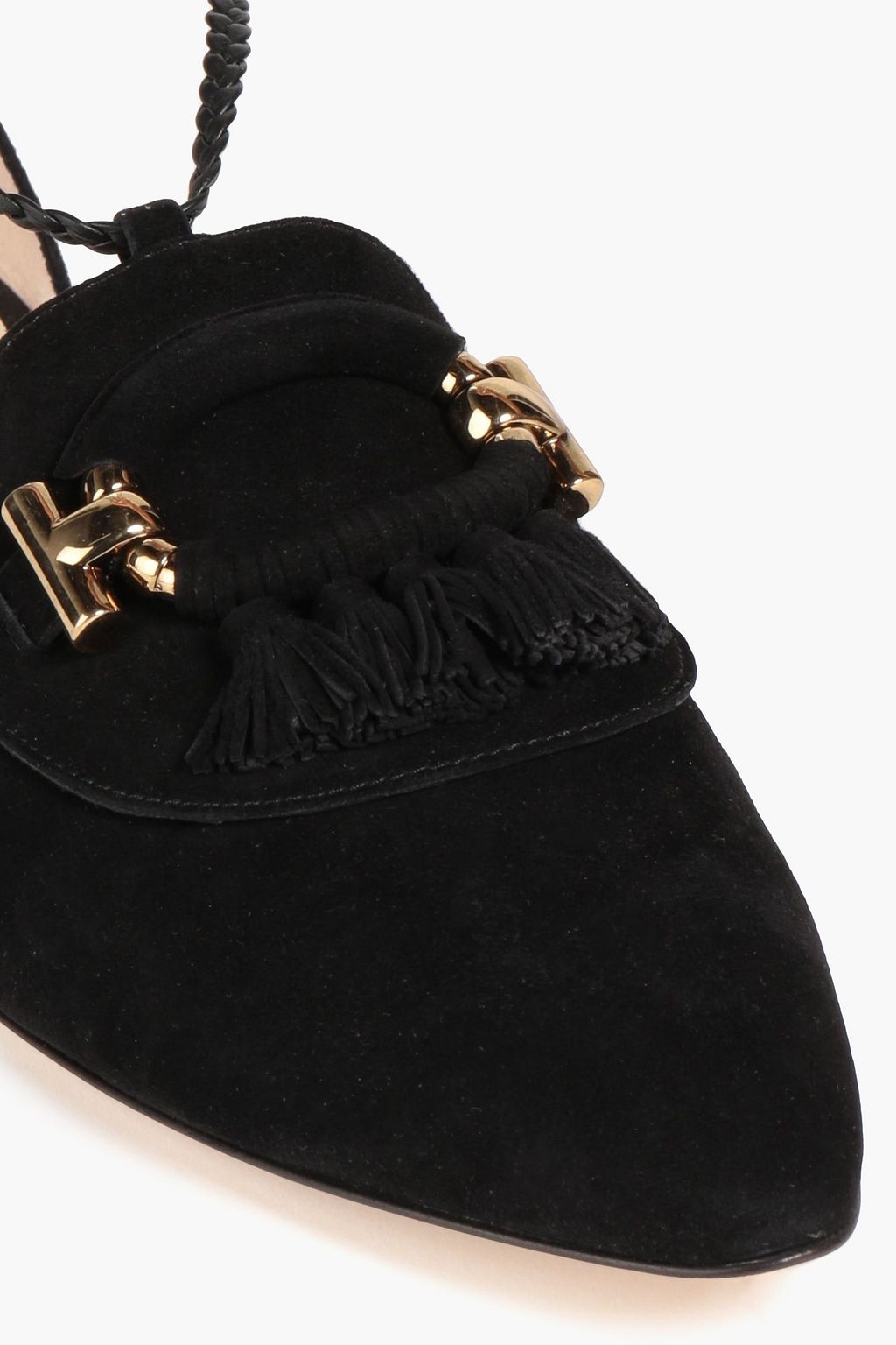 TOD'S スエード ポインテッドトゥフラットシューズ