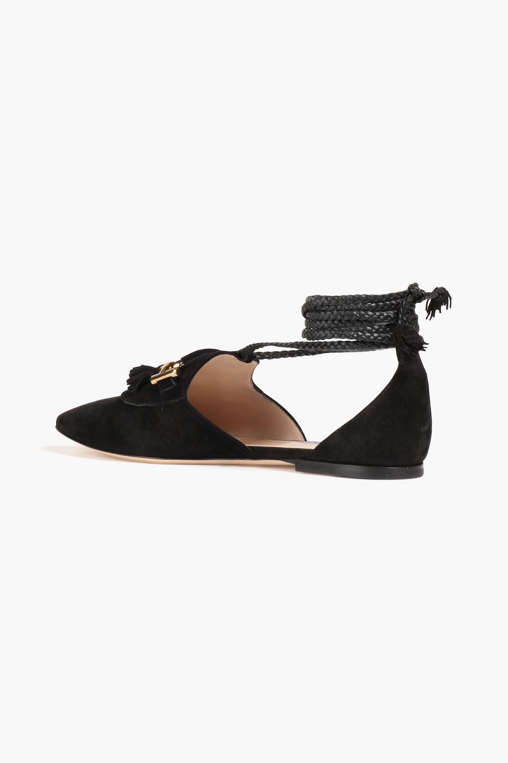 TOD'S スエード ポインテッドトゥフラットシューズ