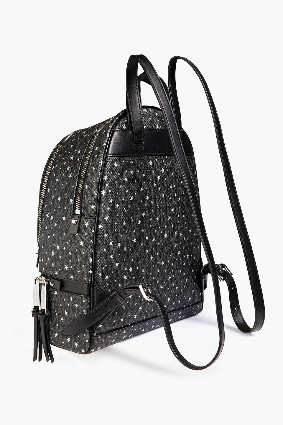 Michael Michael Kors Logo-print Textured Faux Leather Backpack In Black