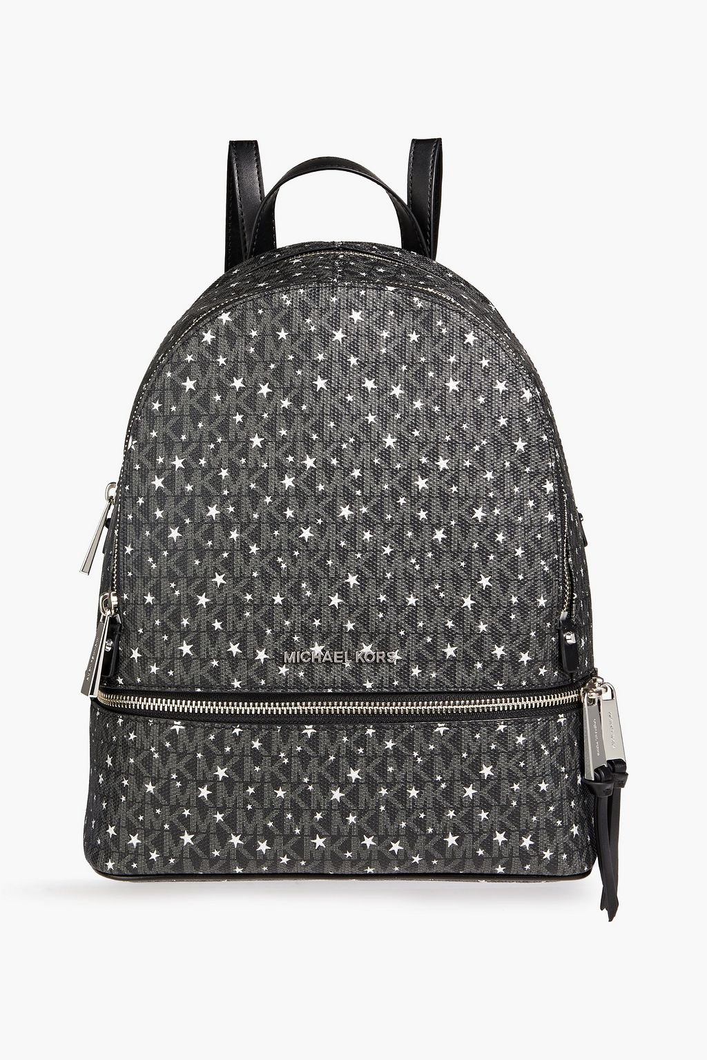 Black Logo-print textured faux leather 
