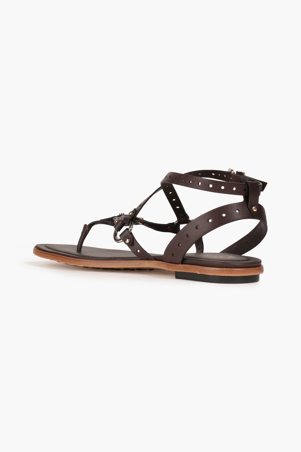 TOD'S Embellished perforated leather sandals