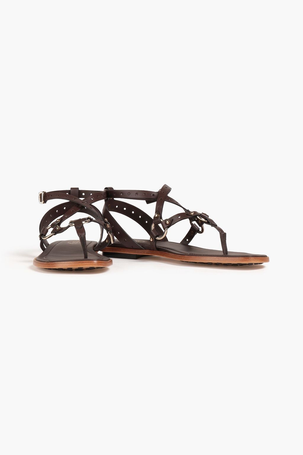 TOD'S Embellished perforated leather sandals