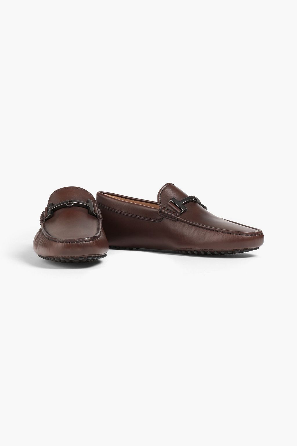 TOD'S Double T embellished leather driving shoes