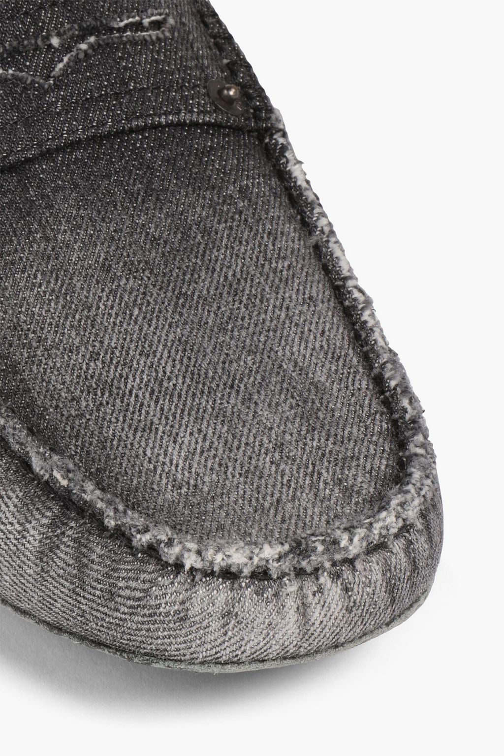 TOD'S Frayed denim driving shoes