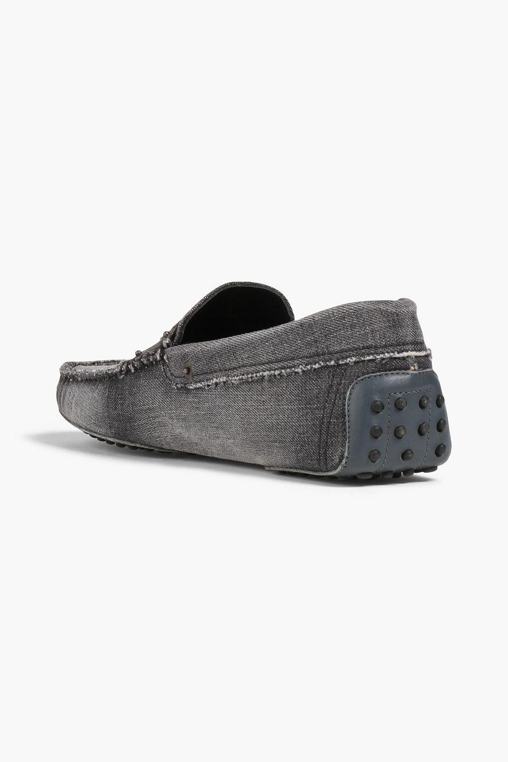 TOD'S Frayed denim driving shoes