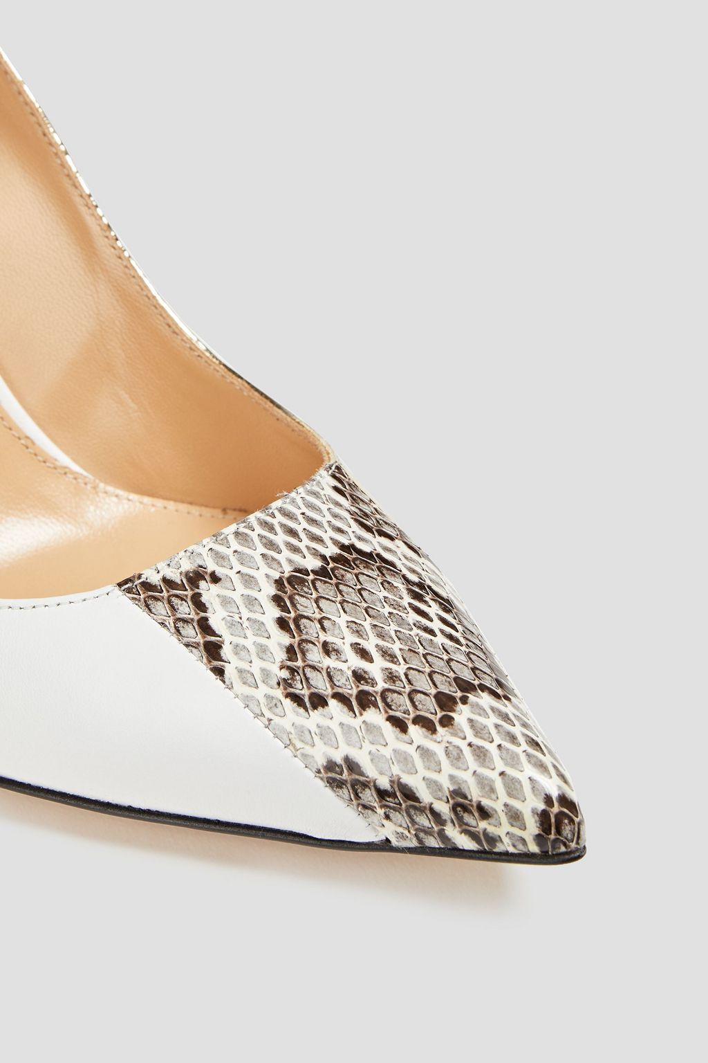 SERGIO ROSSI Elaphe, smooth and croc-effect leather pumps