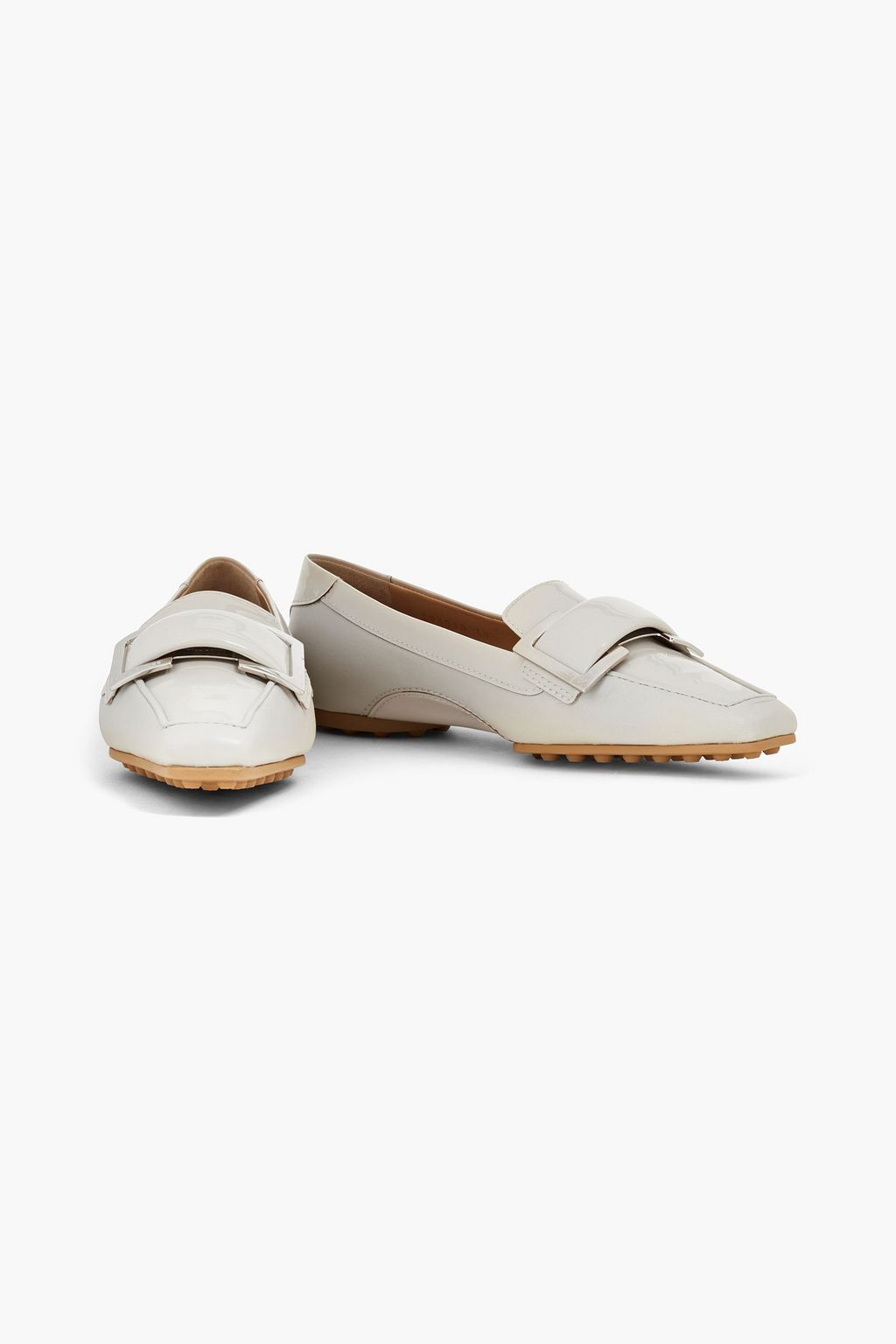 SERGIO ROSSI Embellished smooth and patent-leather loafers