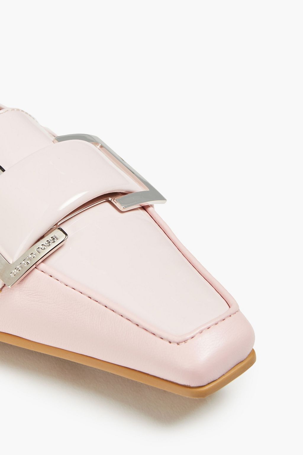 SERGIO ROSSI Embellished smooth and patent-leather loafers