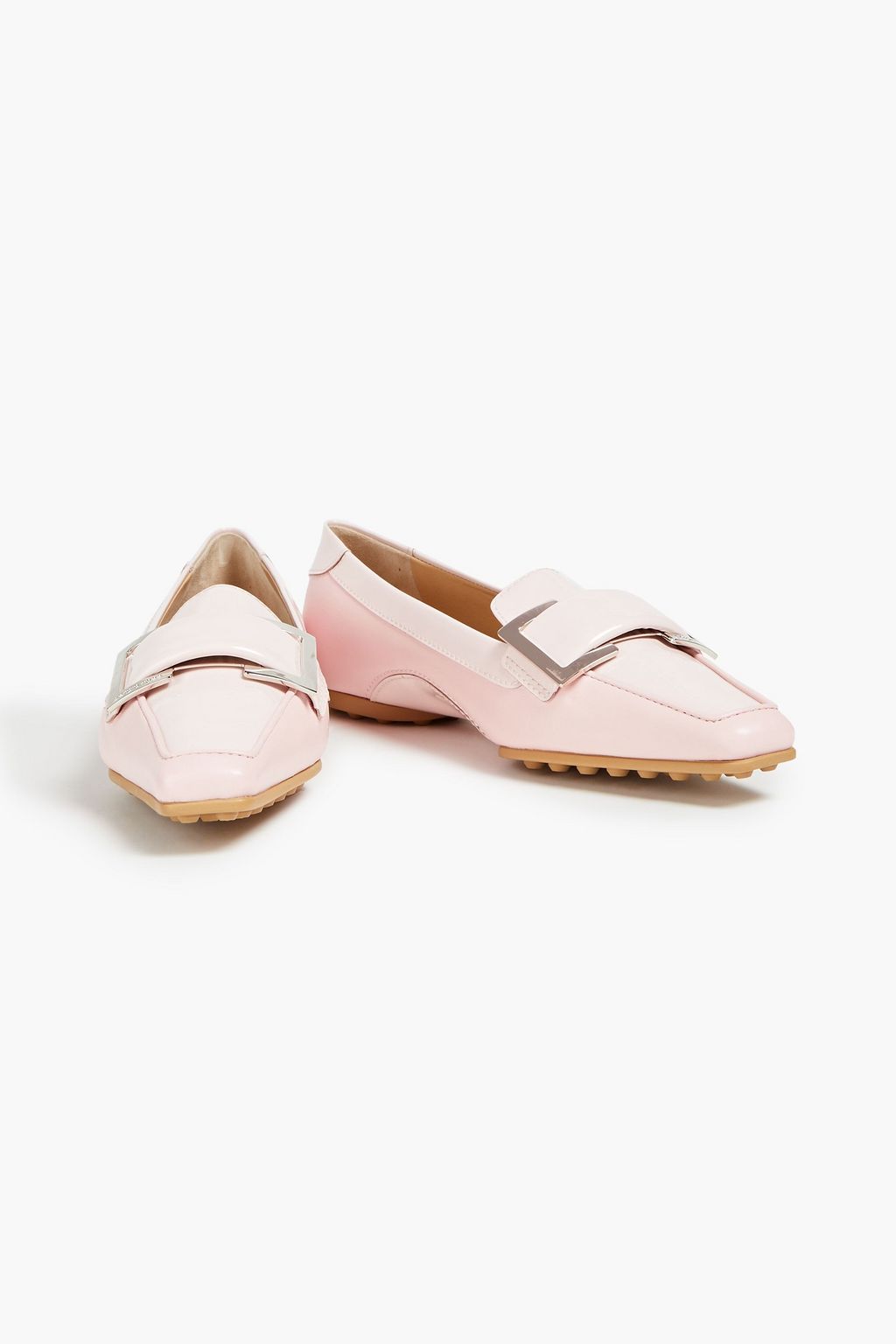 SERGIO ROSSI Embellished smooth and patent-leather loafers