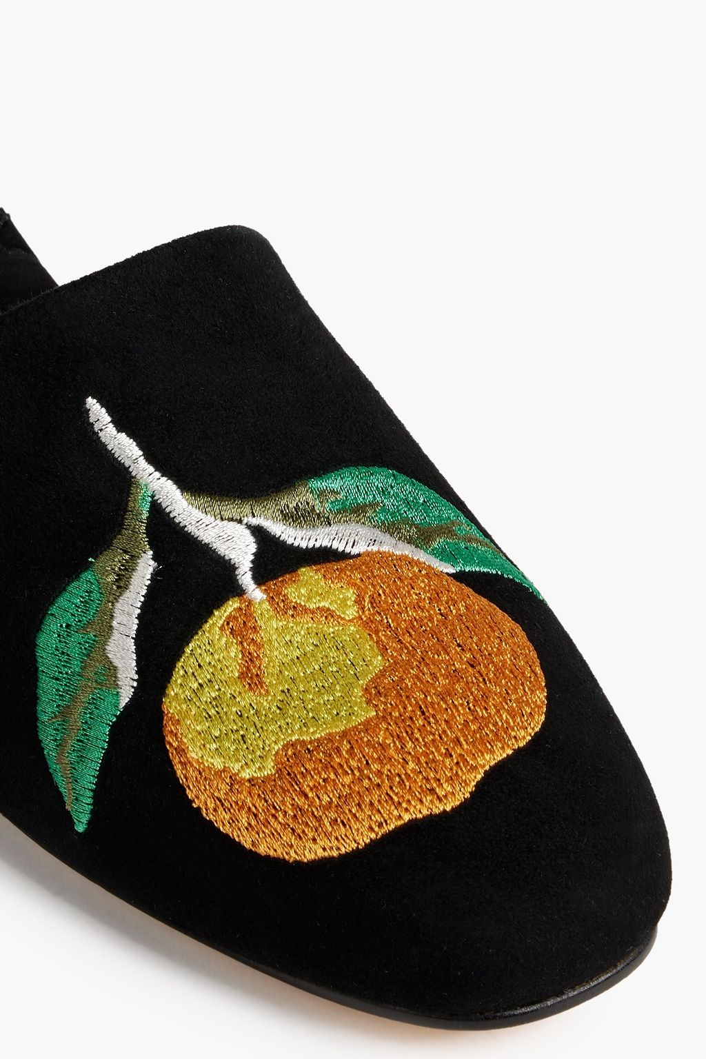 MARA & MINE Etta embroidered suede slippers