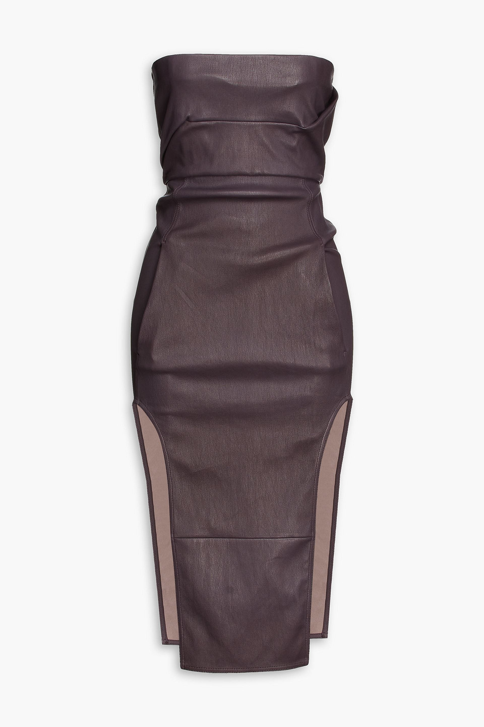 Rick Owens Strapless Leather Dress In Brown