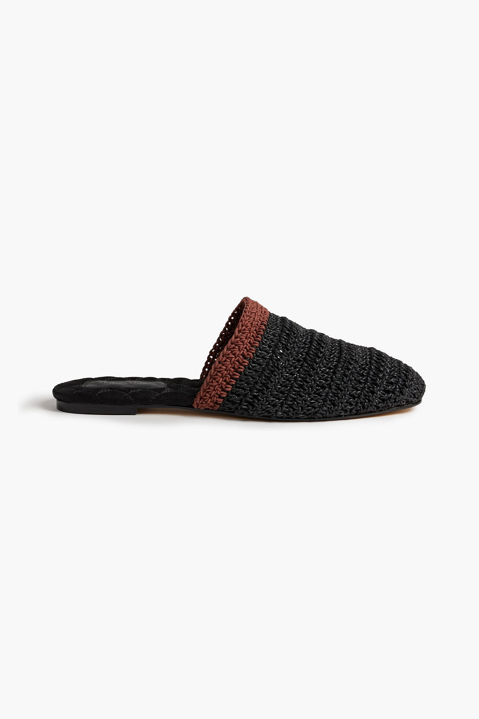 Mara & Mine Dasha Two-tone Crochet Slippers In Black