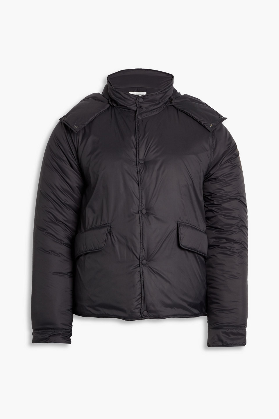 Officine Generale Padded Recycled Shell Hooded Jacket In Black