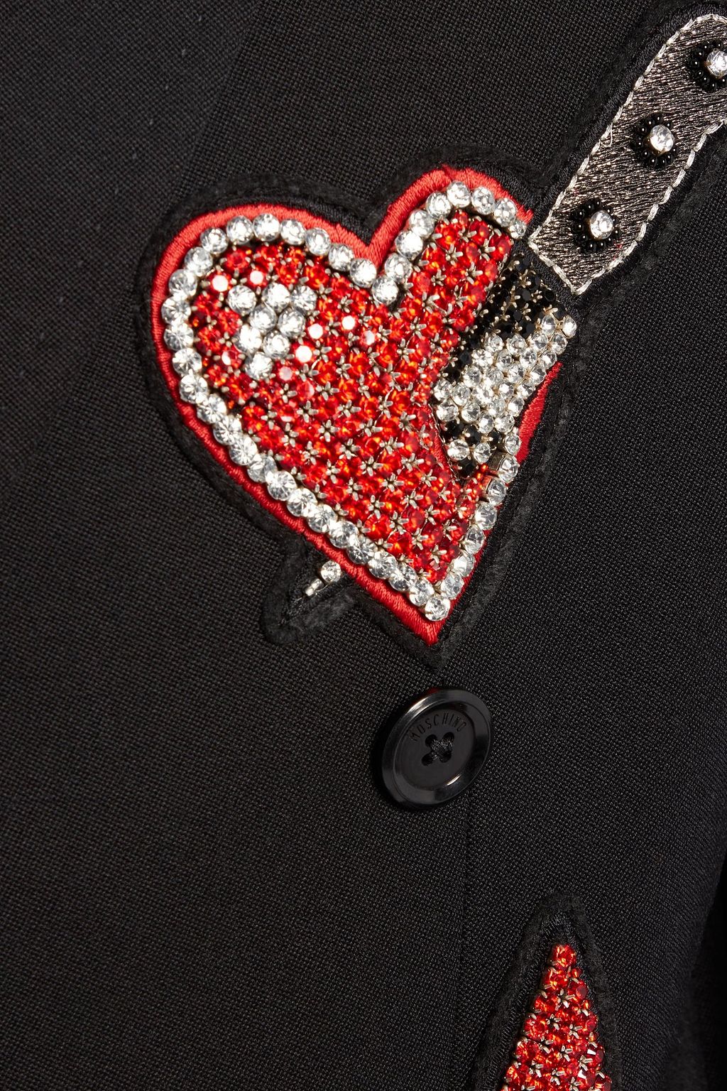 MOSCHINO Double-breasted appliquéd wool-twill suit jacket
