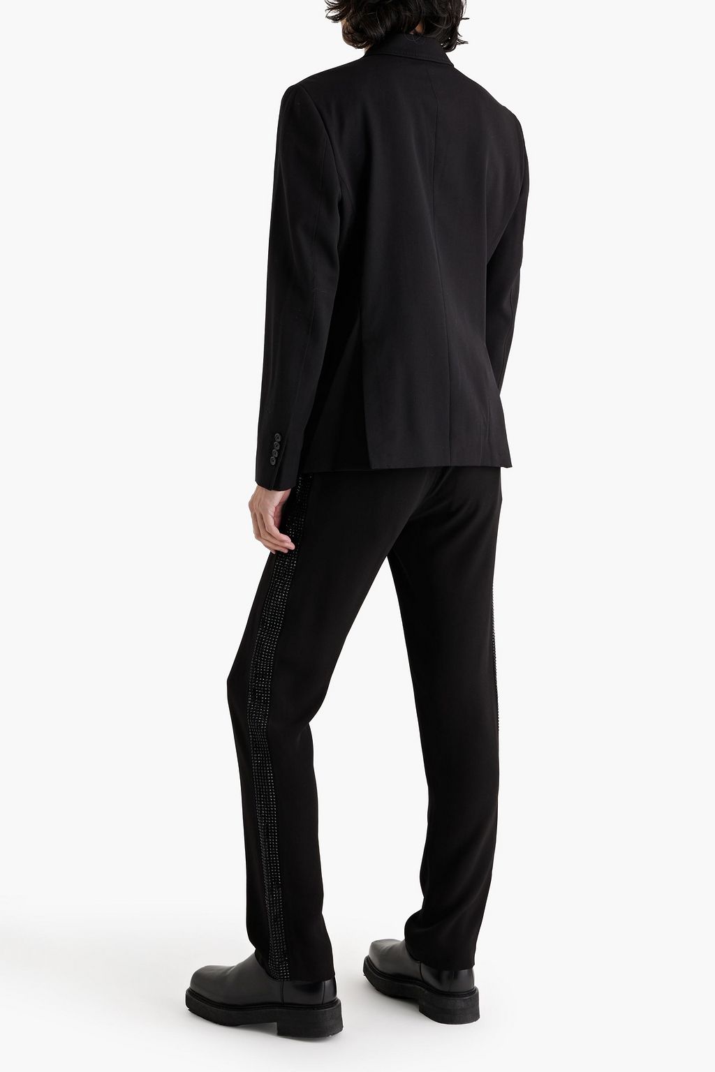 MOSCHINO Double-breasted appliquéd wool-twill suit jacket