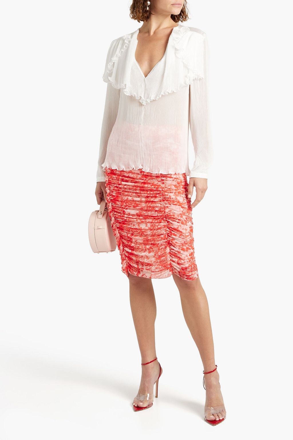 PHILOSOPHY DI LORENZO SERAFINI Ruffled plissé-chiffon blouse