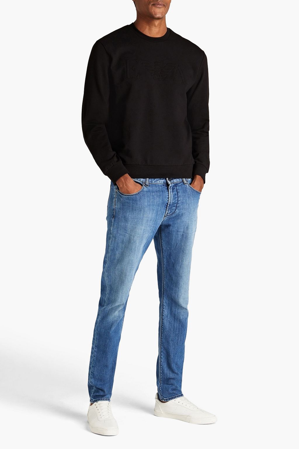 EMPORIO ARMANI Slim-fit faded denim jeans
