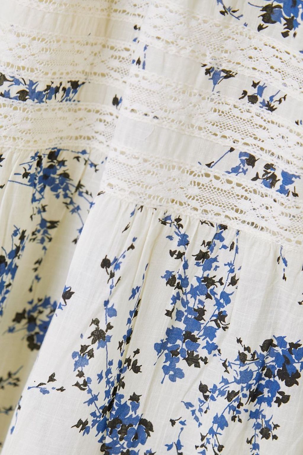 THE GREAT. The Hideaway lace-trimmed floral-print cotton midi dress