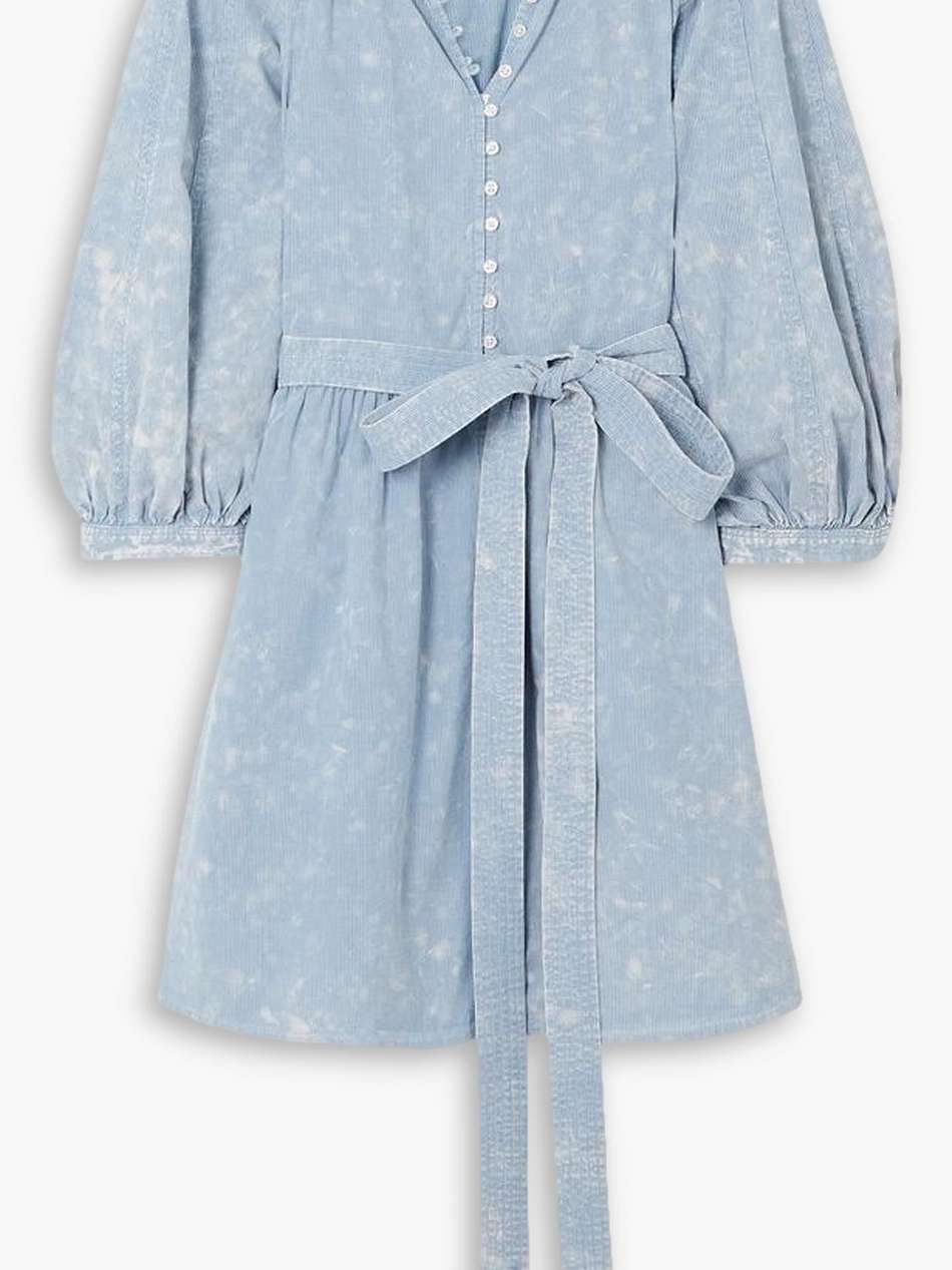 the coast walk striped bleached cotton-chambray mini dress