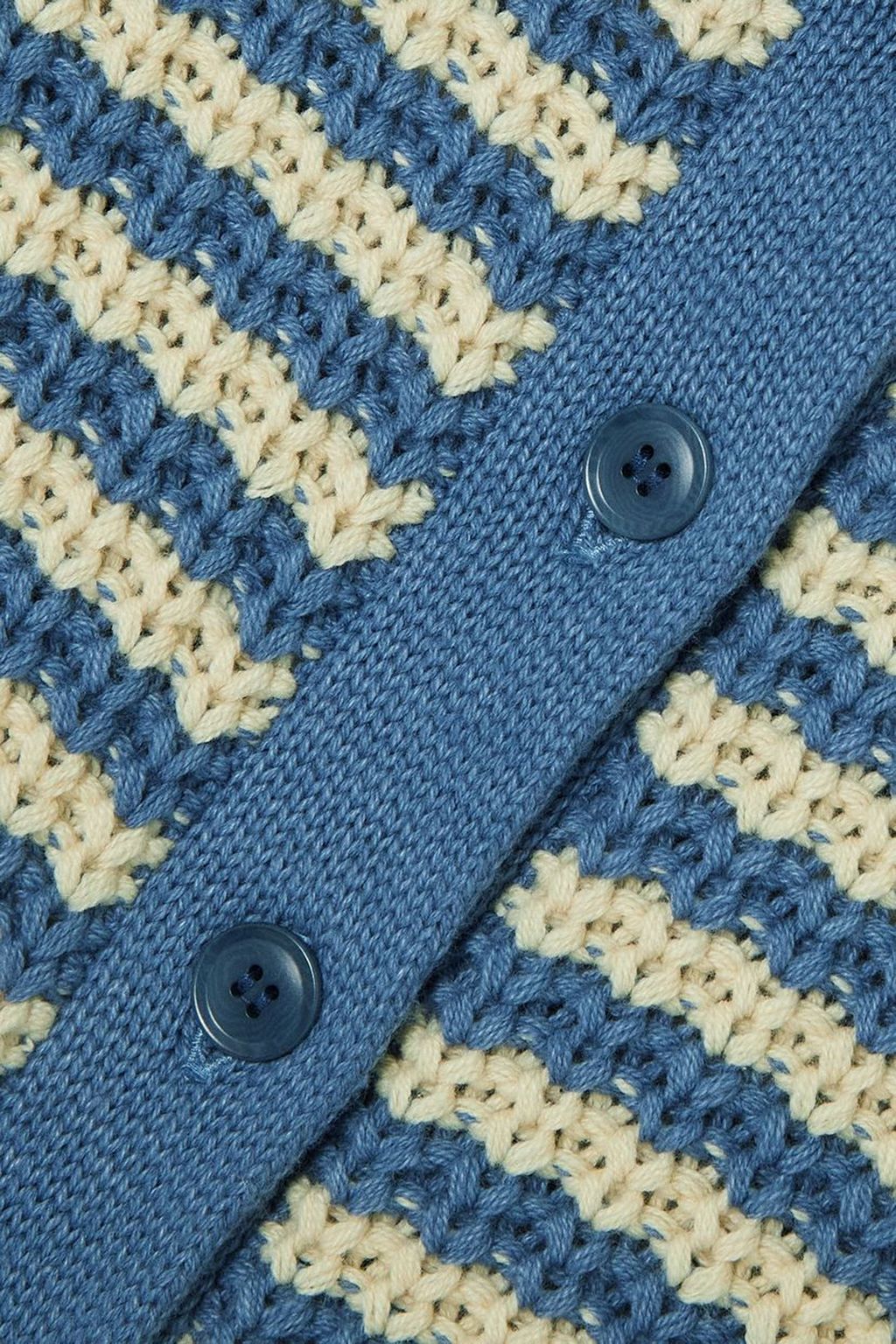 THE GREAT. The Mini Collar striped cotton-blend cardigan