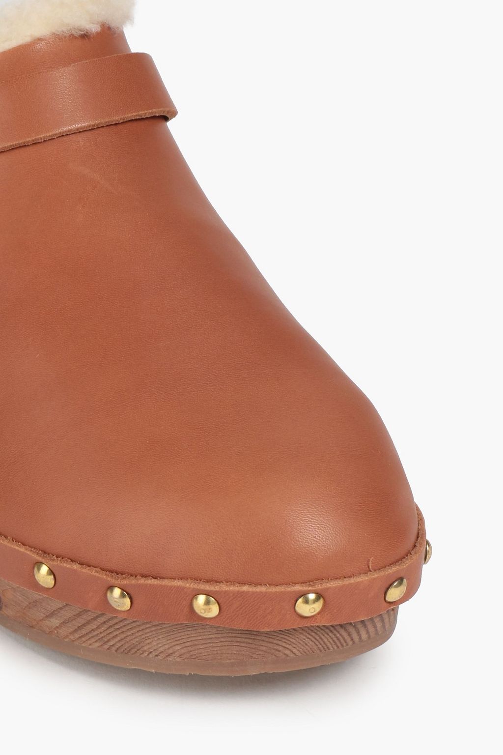 ANCIENT GREEK SANDALS 스터드 장식 시어링 안감 가죽 뮬