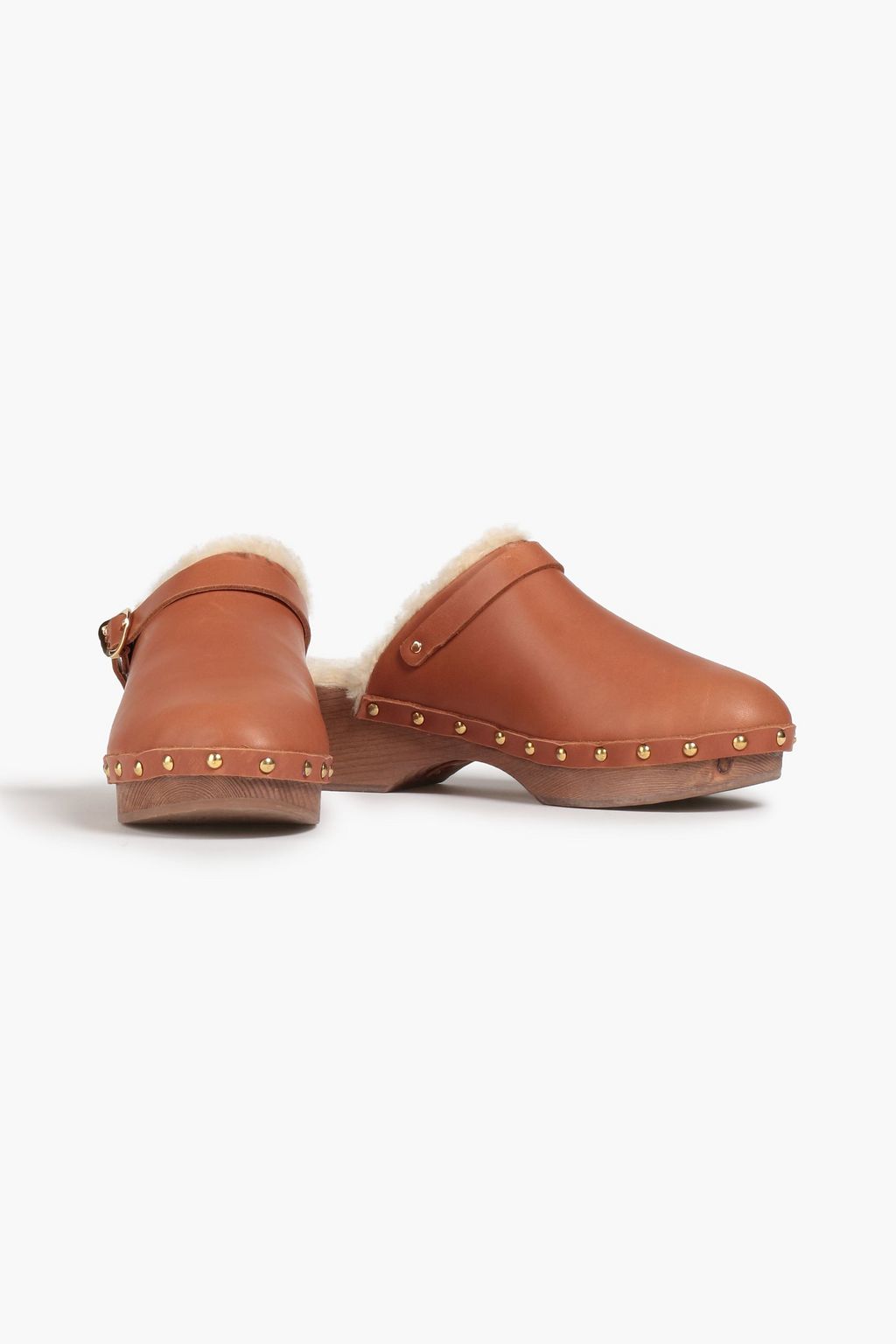 ANCIENT GREEK SANDALS 스터드 장식 시어링 안감 가죽 뮬