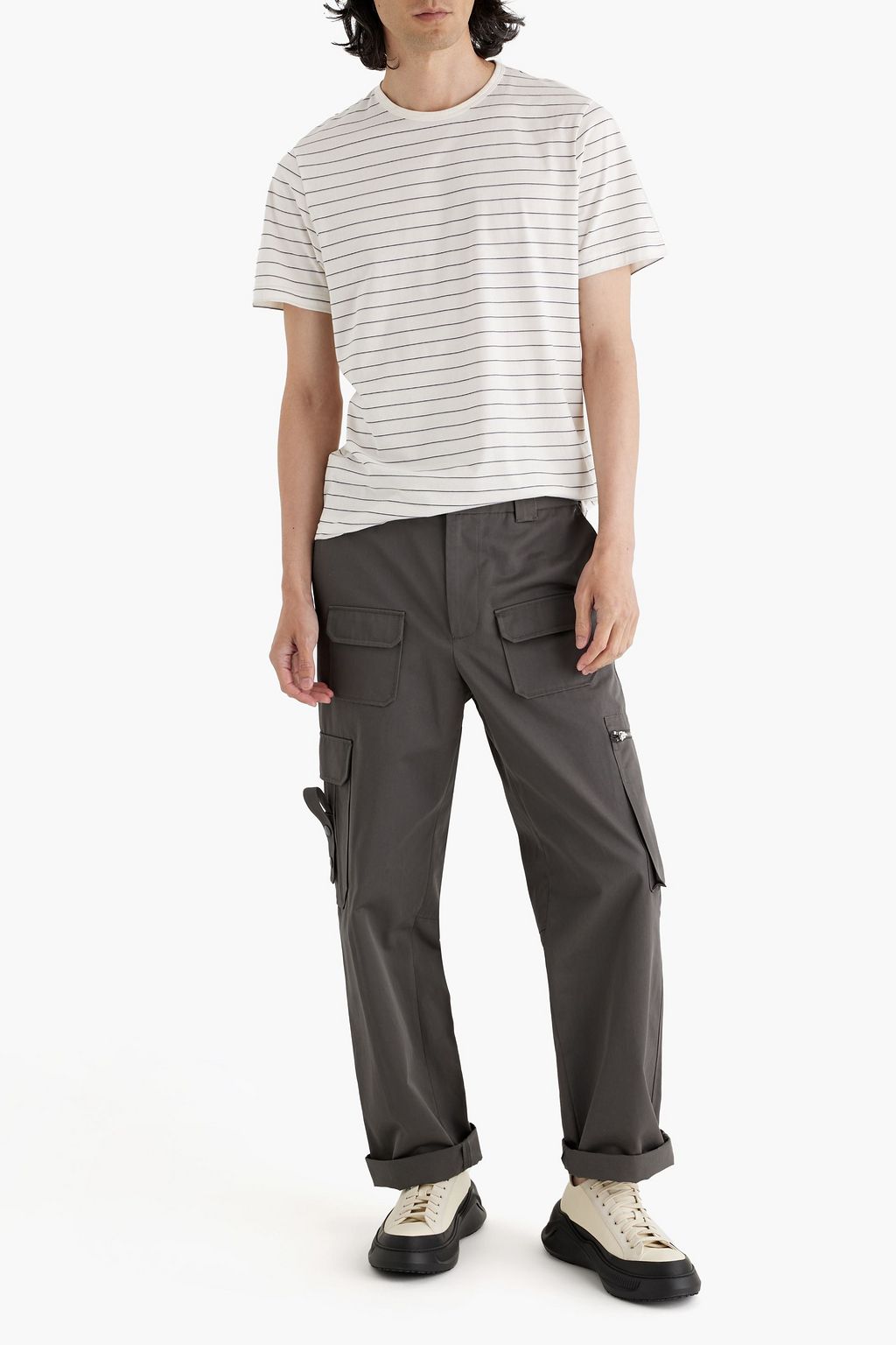 THEORY Striped Pima cotton-jersey T-shirt