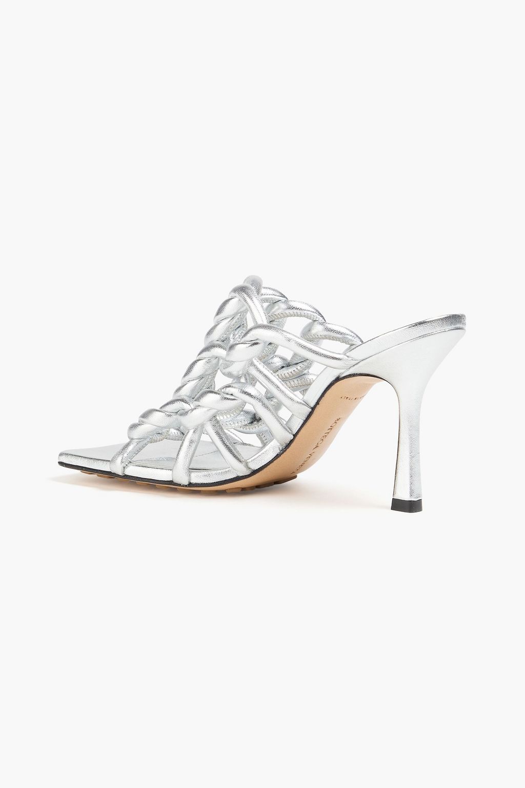 BOTTEGA VENETA Twisted metallic leather mules