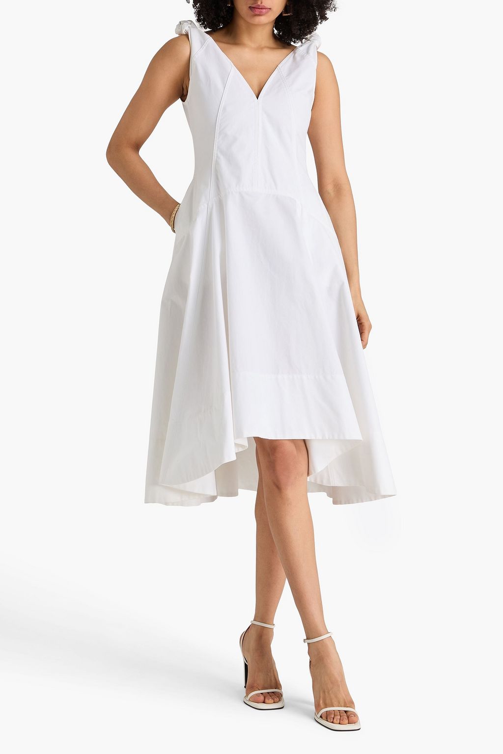 bottega veneta cotton midi dress Pleated paneled checked cotton midi dress - multi