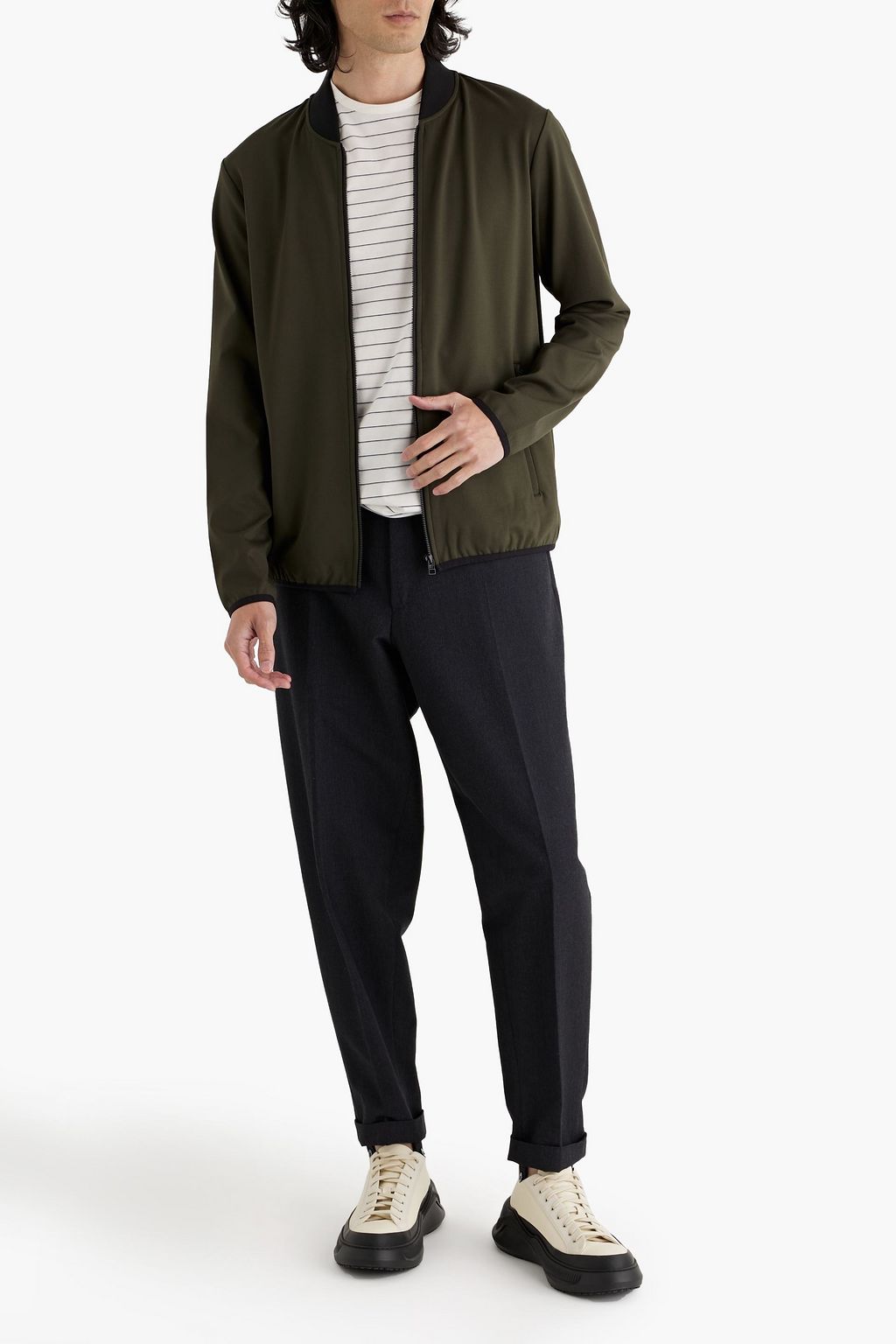 THEORY Tech-jersey bomber jacket