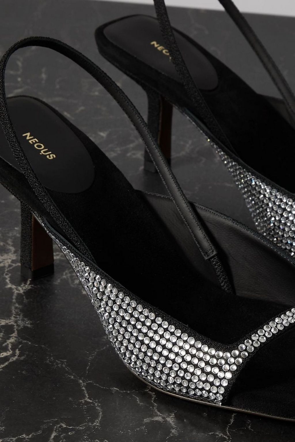 NEOUS Kamui crystal-embellished crepe slingback sandals NEOUS Kamui crystal-embellished crepe slingback sandals