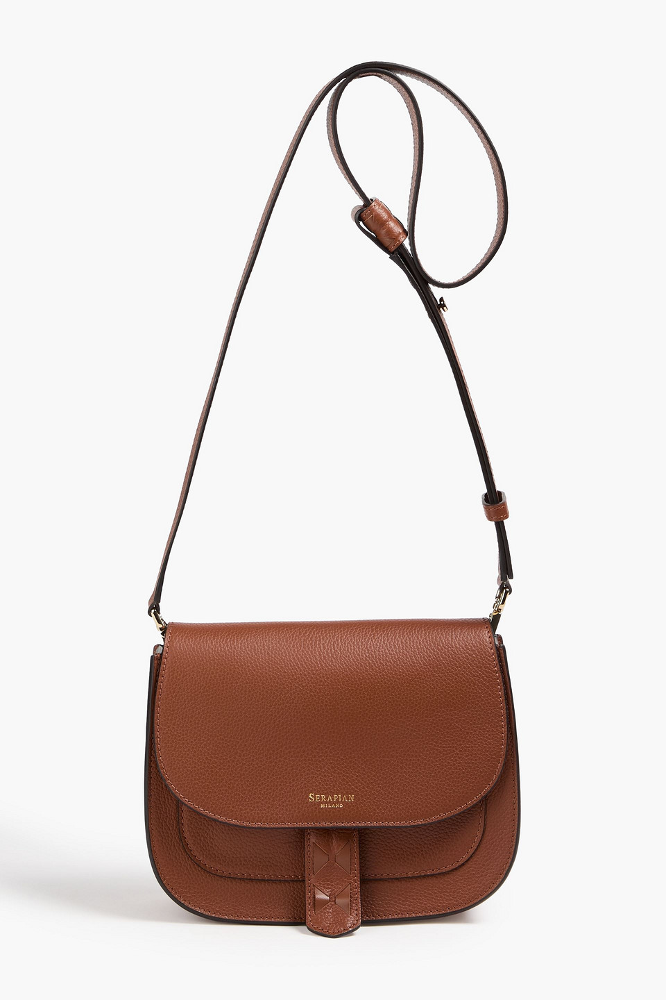 Serapian Luna Pebbled-leather Cross-body Bag In Brown