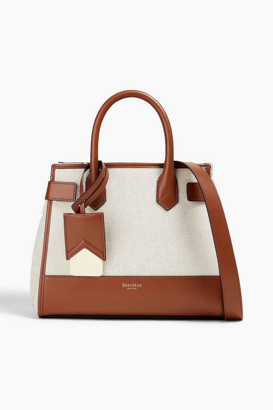 Serapian Leather-trimmed Canvas Tote In Brown