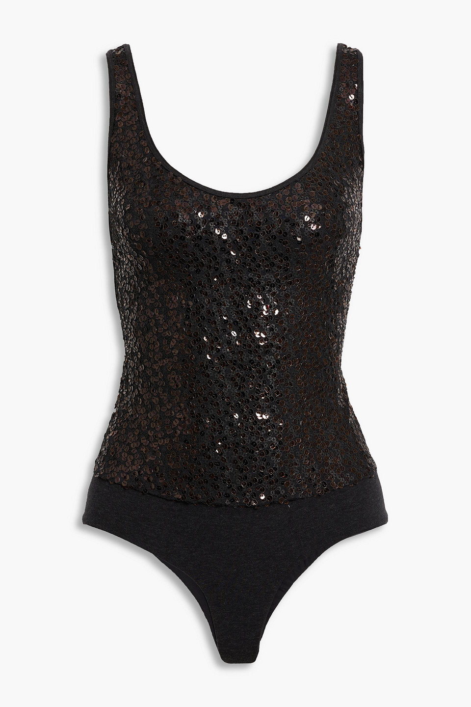 Brunello Cucinelli - Sequined cotton-blend bodysuit - Gray - XL