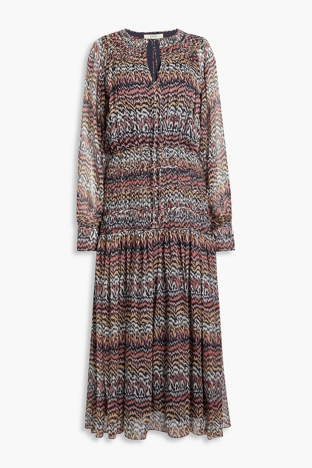 Athal tiered printed silk-georgette midi dress