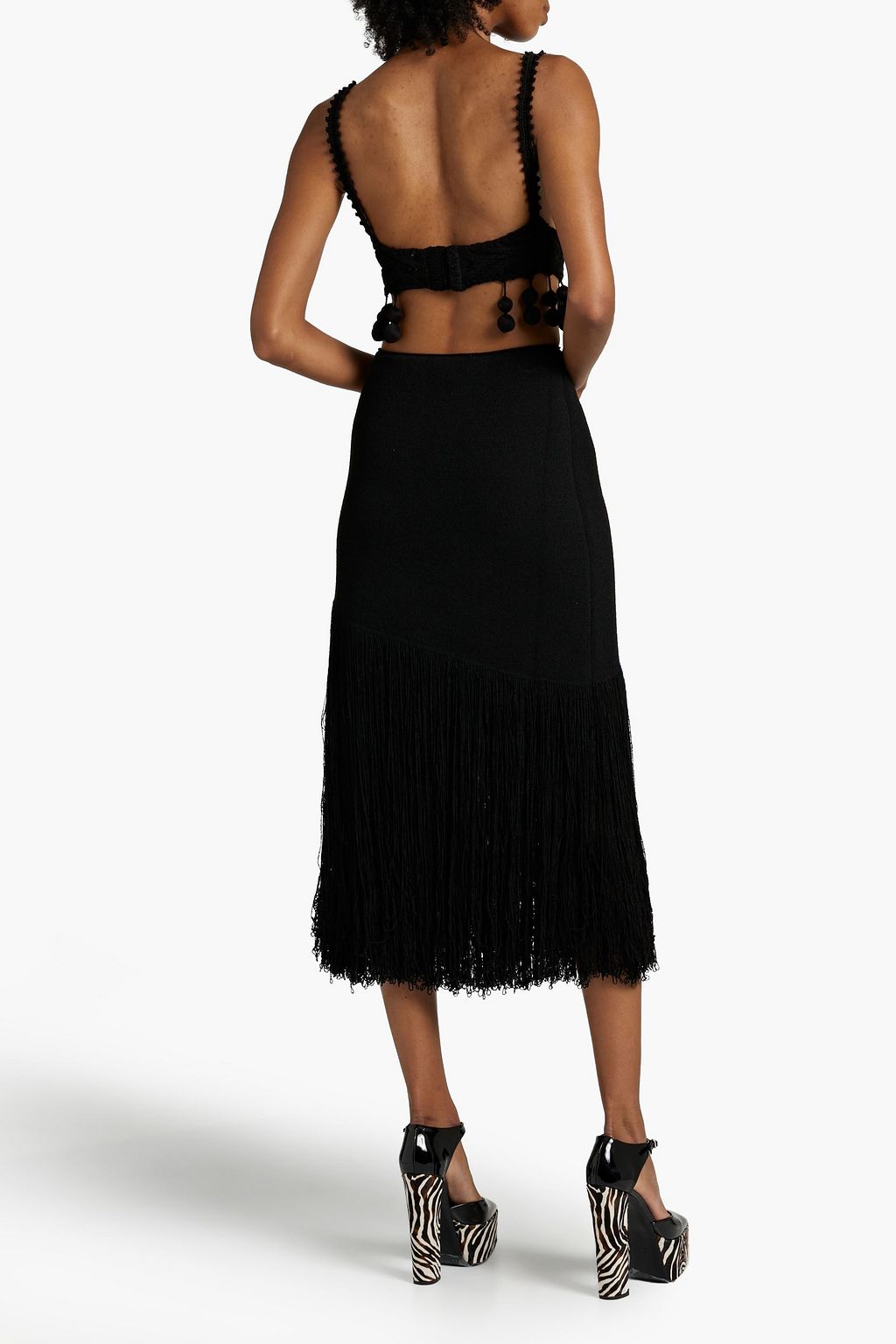 ROSIE ASSOULIN Pompom-trimmed crocheted cotton bra top